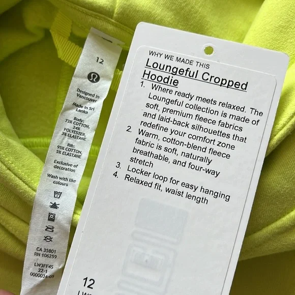 🔥LULULEMON CROPPED LOUNGEFUL HOODIE/JACKET-ELECTRIC LEMON-12🔥 - Picture 15 of 16